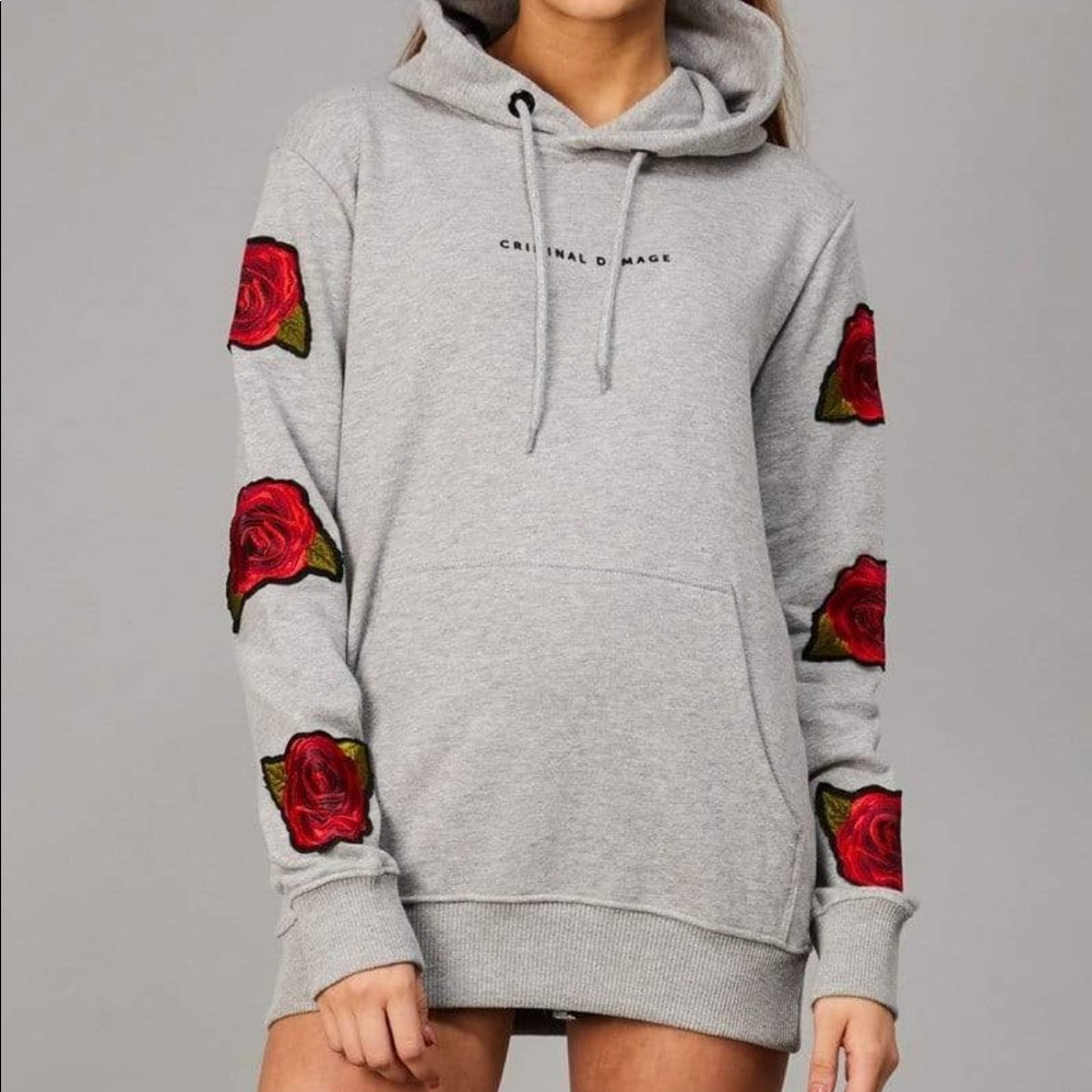Criminal damage rose hoodie